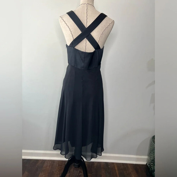 Donna Morgan Black Formal Evening Midi Dress sz 10 Sequins Embroidered Chiffon - Picture 8 of 8